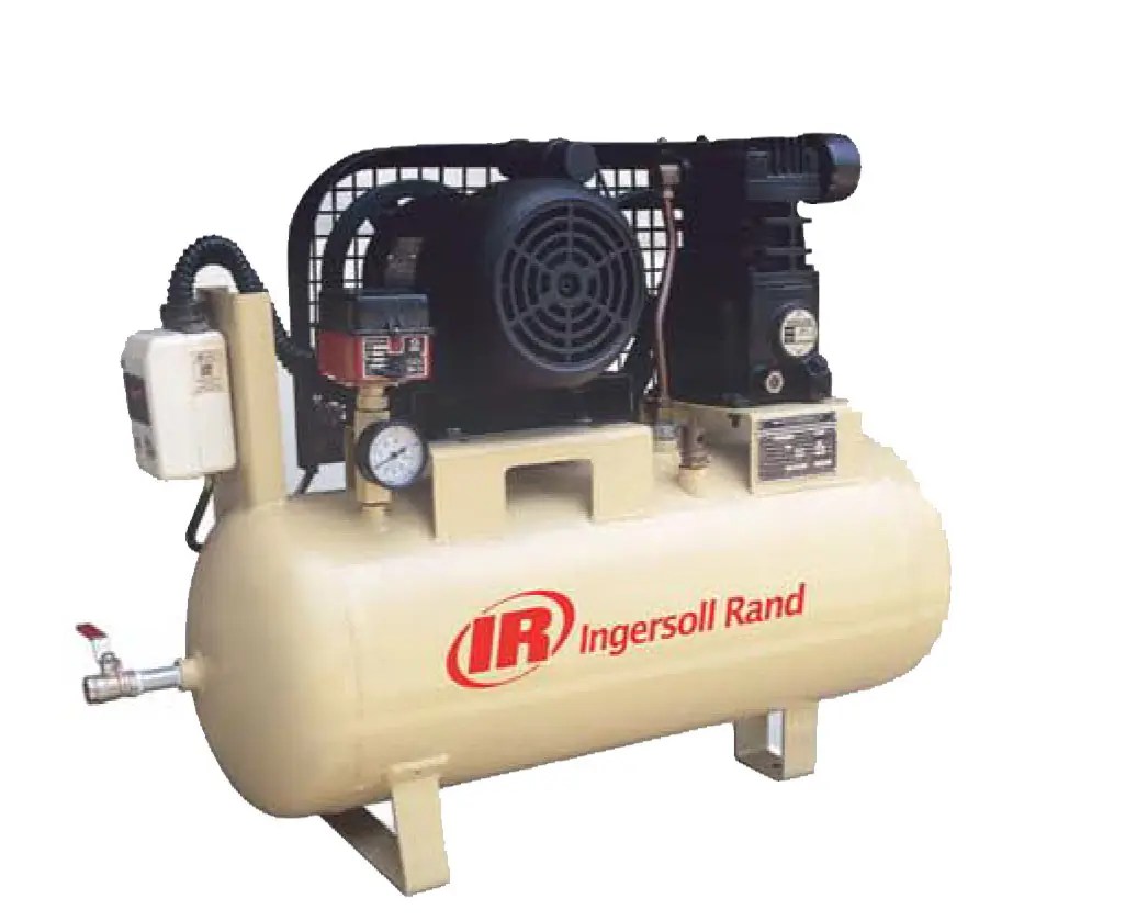 Industrial air compressor unit with receiver tank and drive motor
